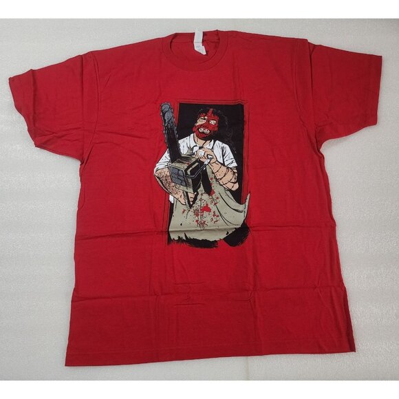 Pro Wrestling Crate Mankind Leatherface Chainsaw Red T-Shirt XL NWOT - Picture 1 of 4